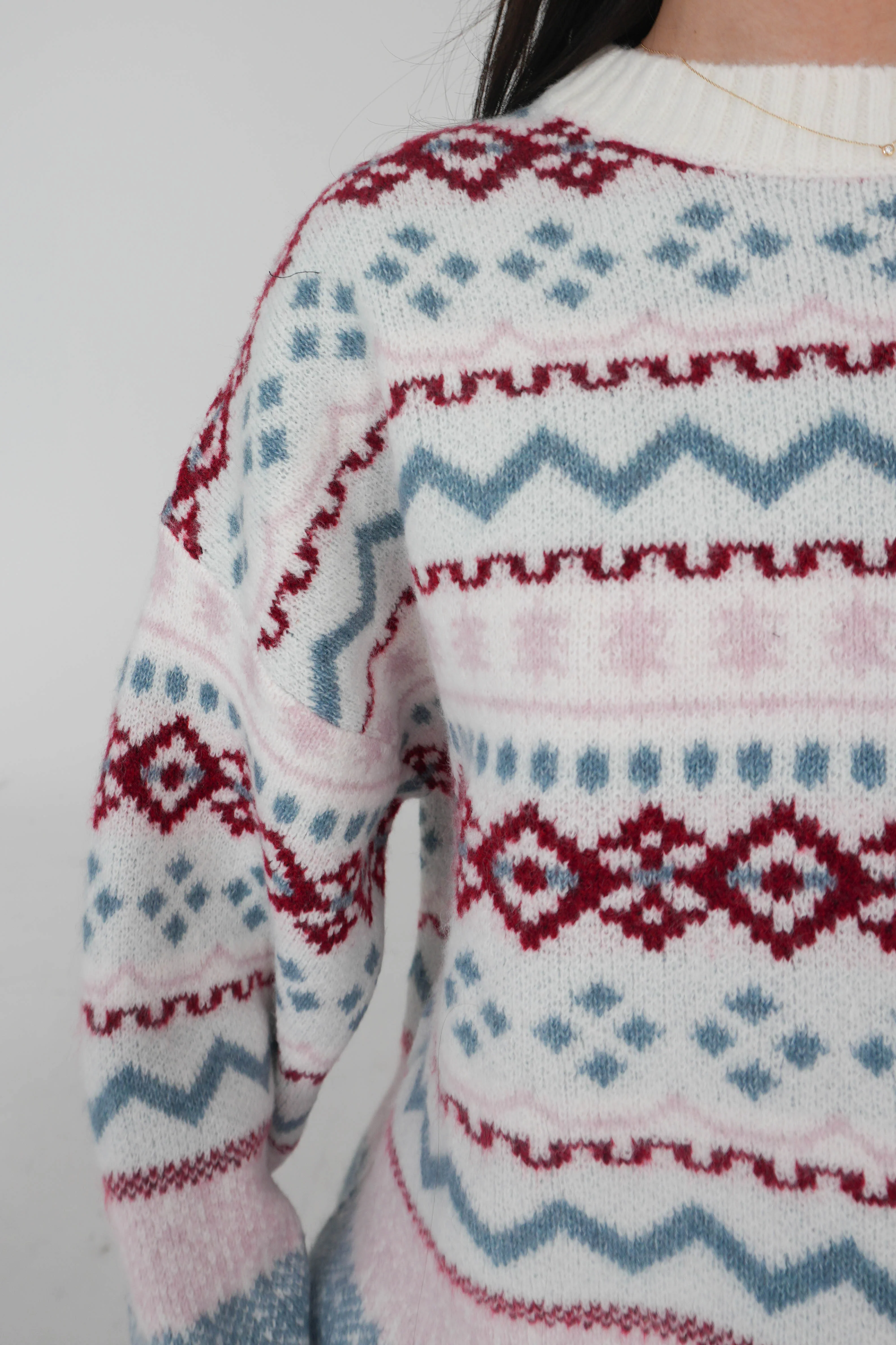 Cool Vibes Sweater in Ivory/Pink - Image 4