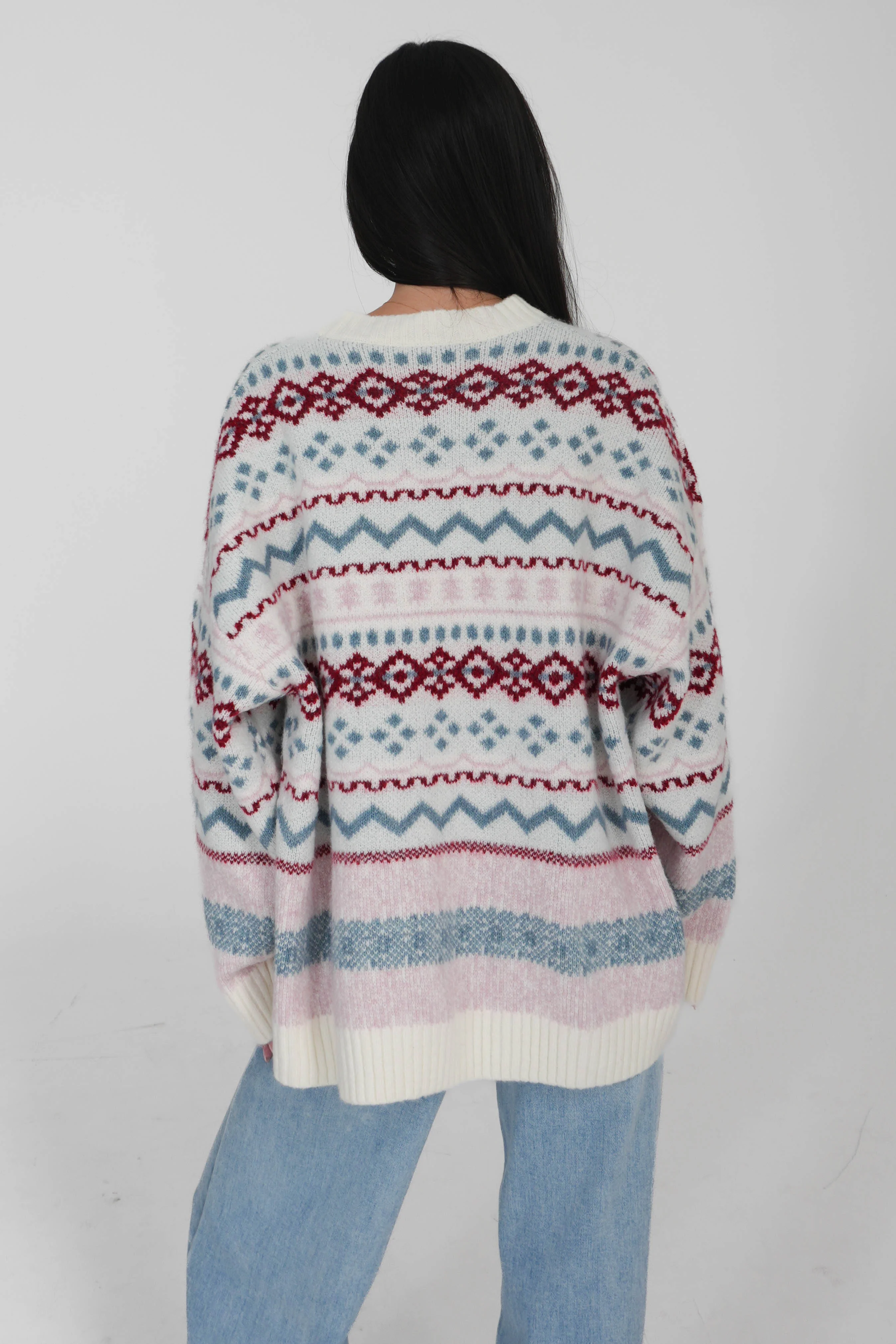 Cool Vibes Sweater in Ivory/Pink - Image 5