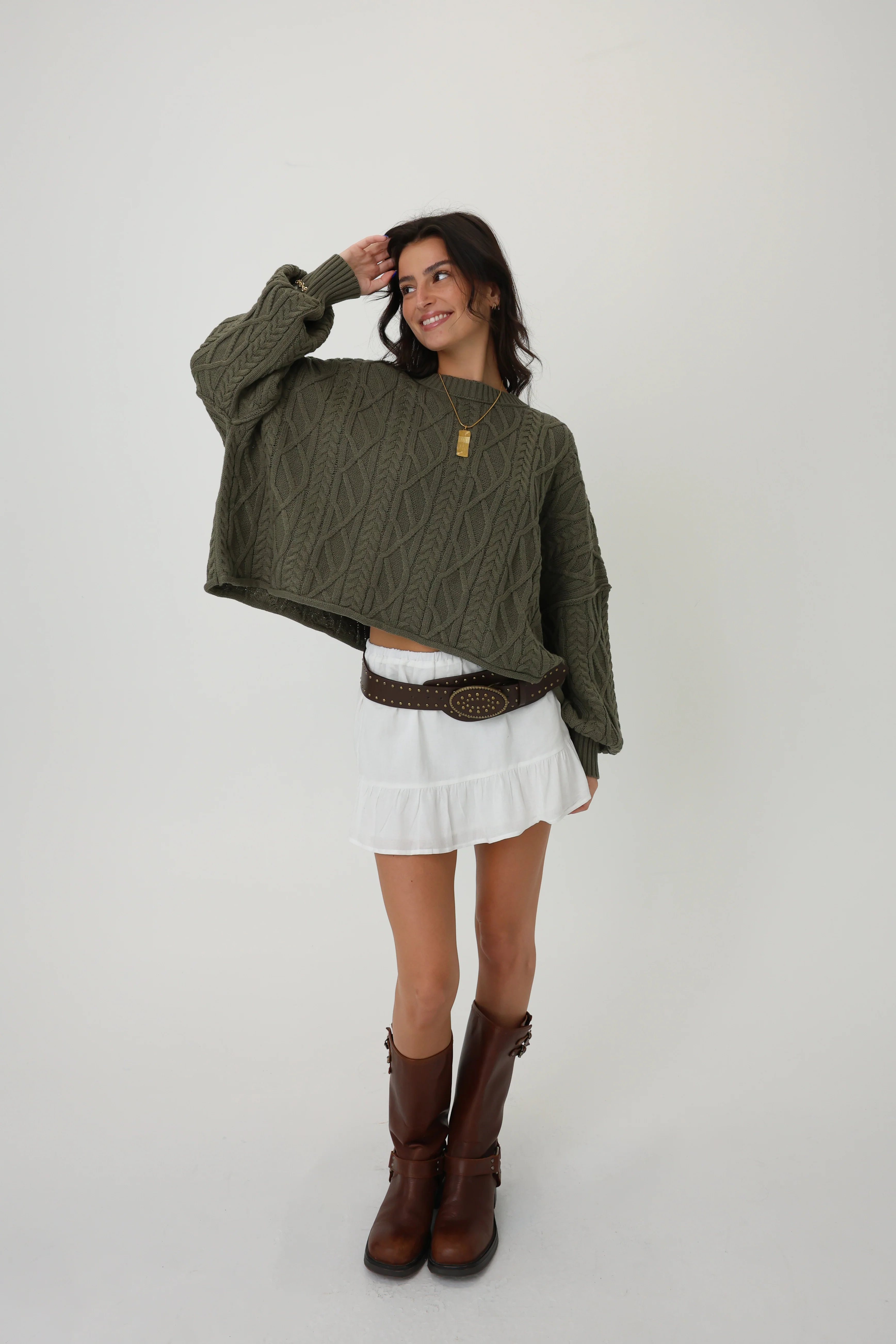 Eva Sweater in Olive - Image 3