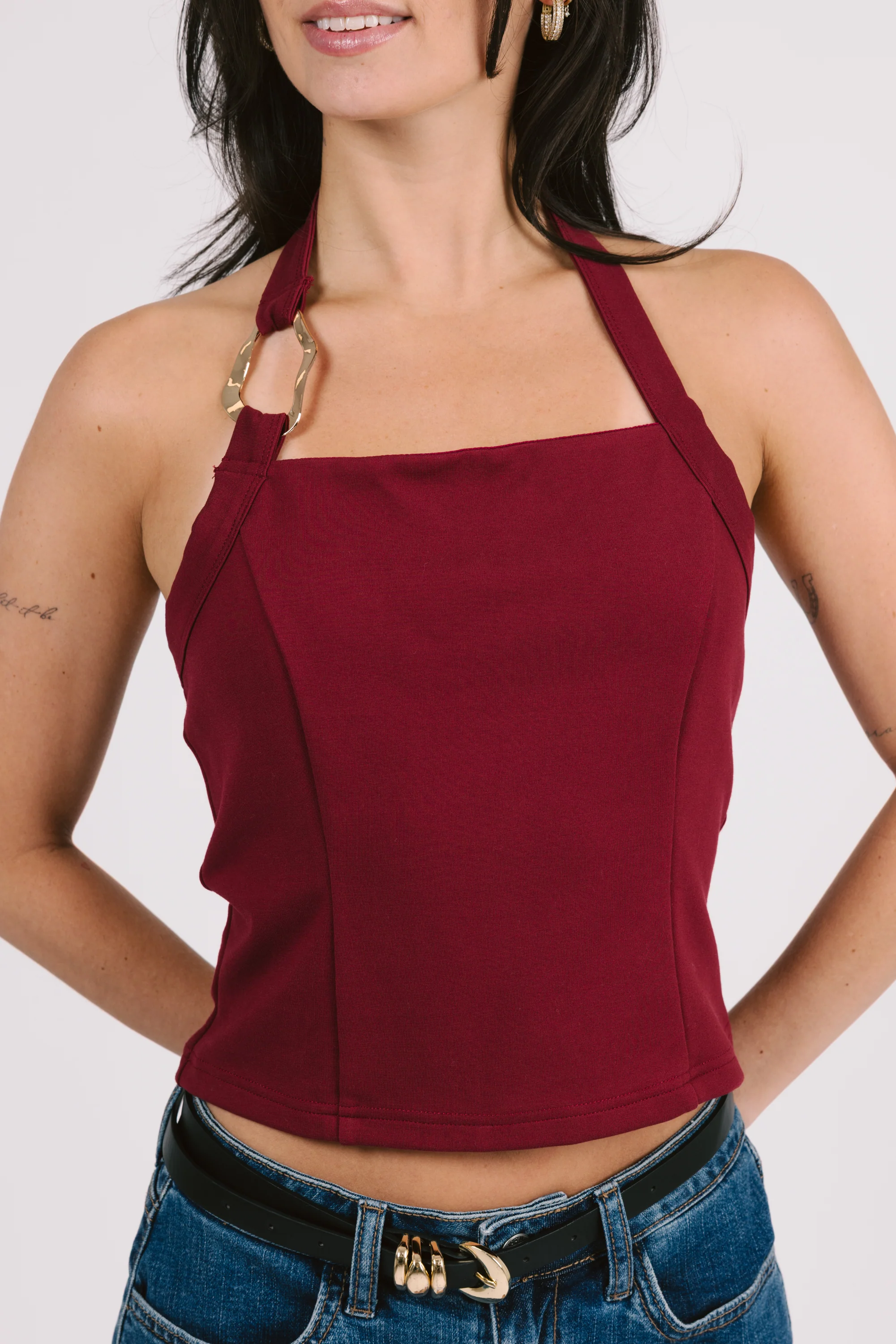 Inez Top in Burgundy - Image 2