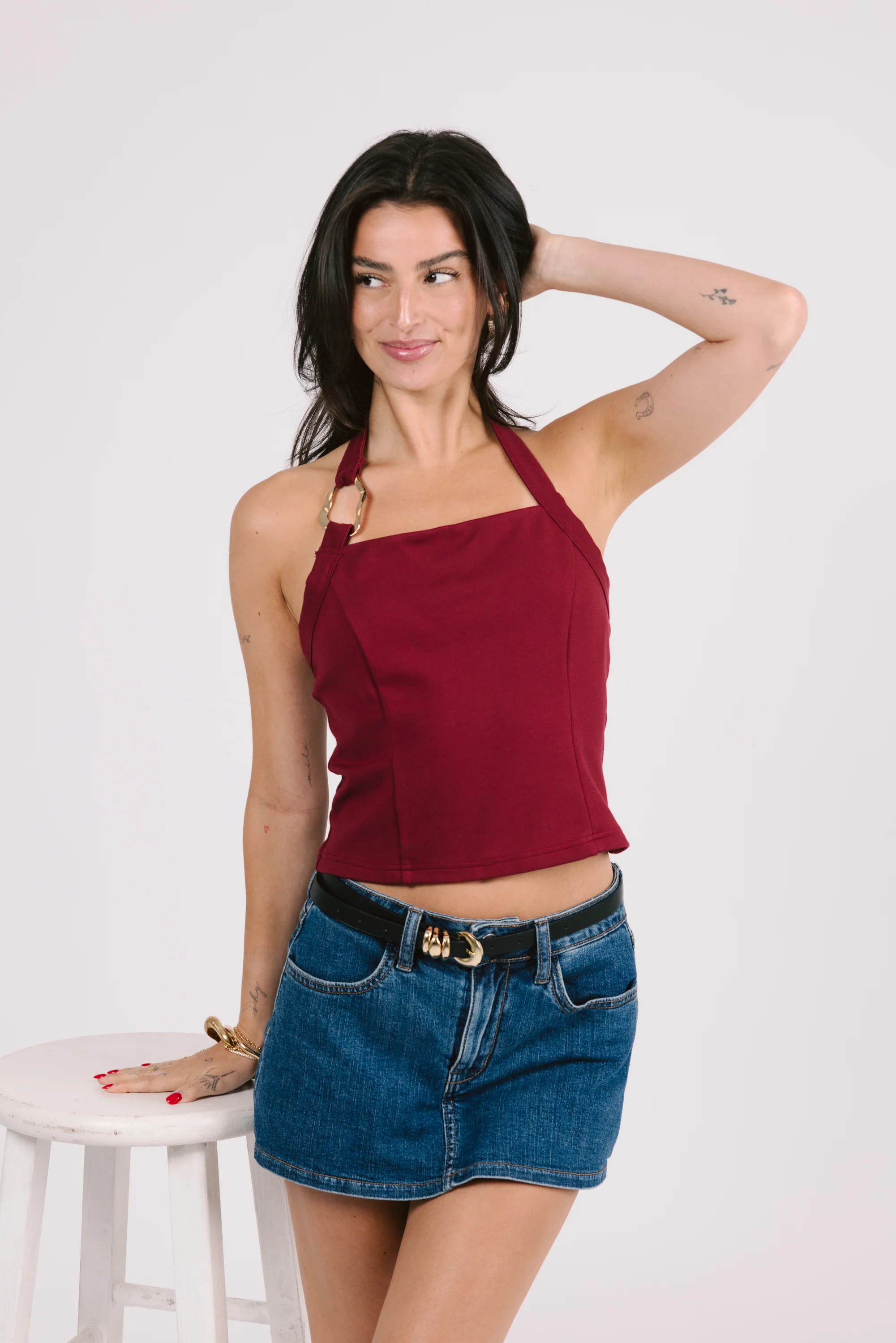 Inez Top in Burgundy - Image 3