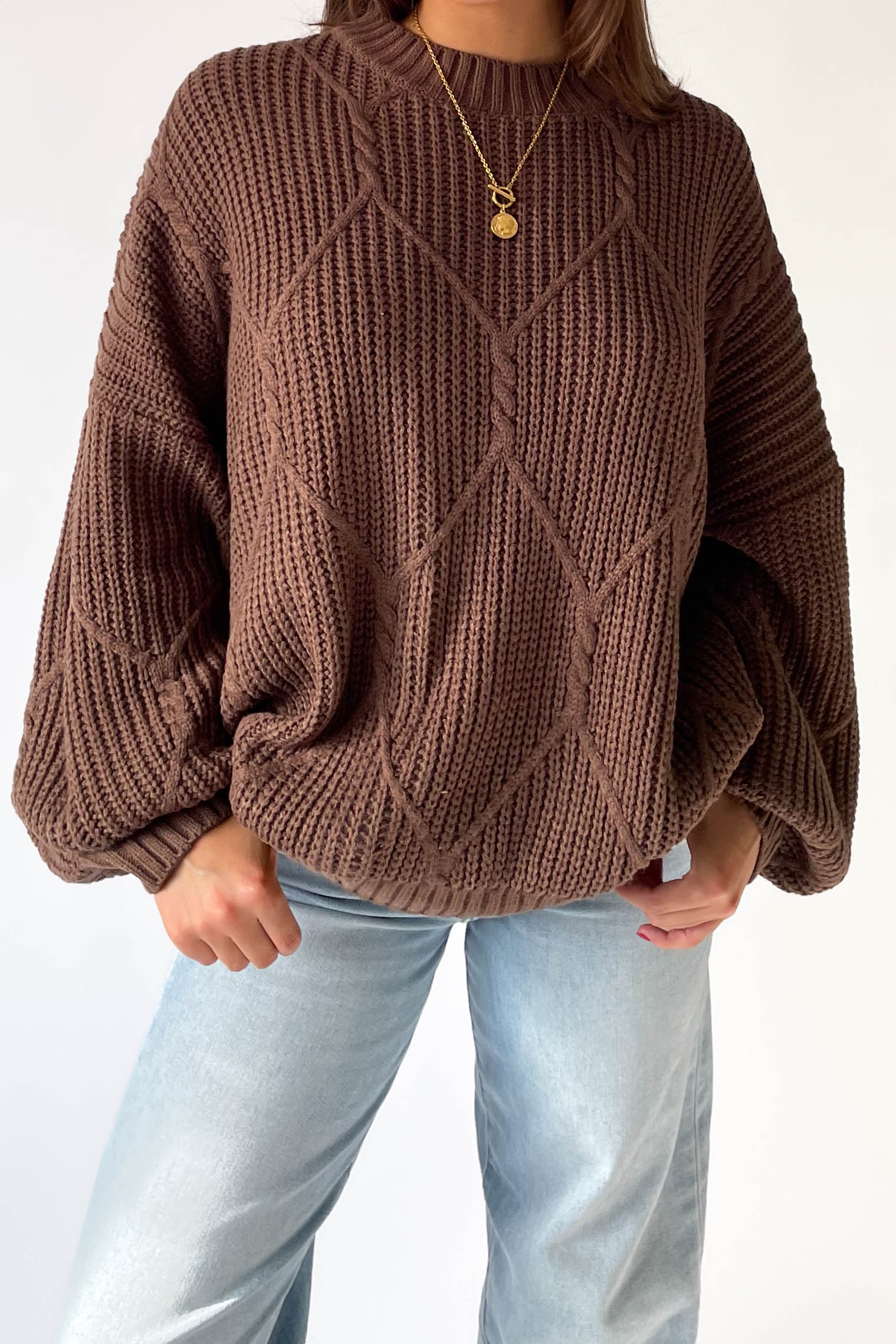 Logan Oversized Sweater in Brown - Image 3