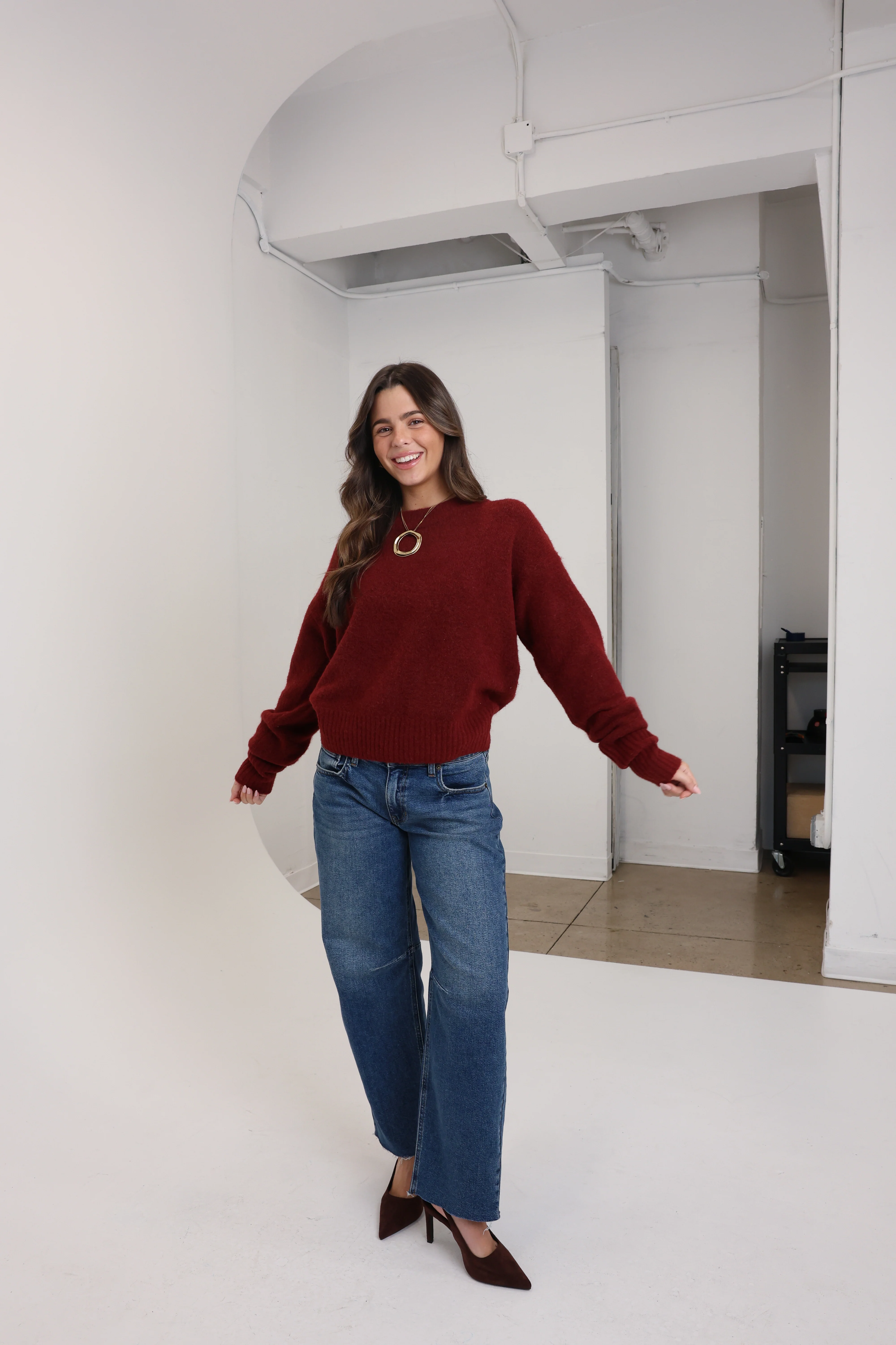 Maine Sweater in Burgundy - Image 3