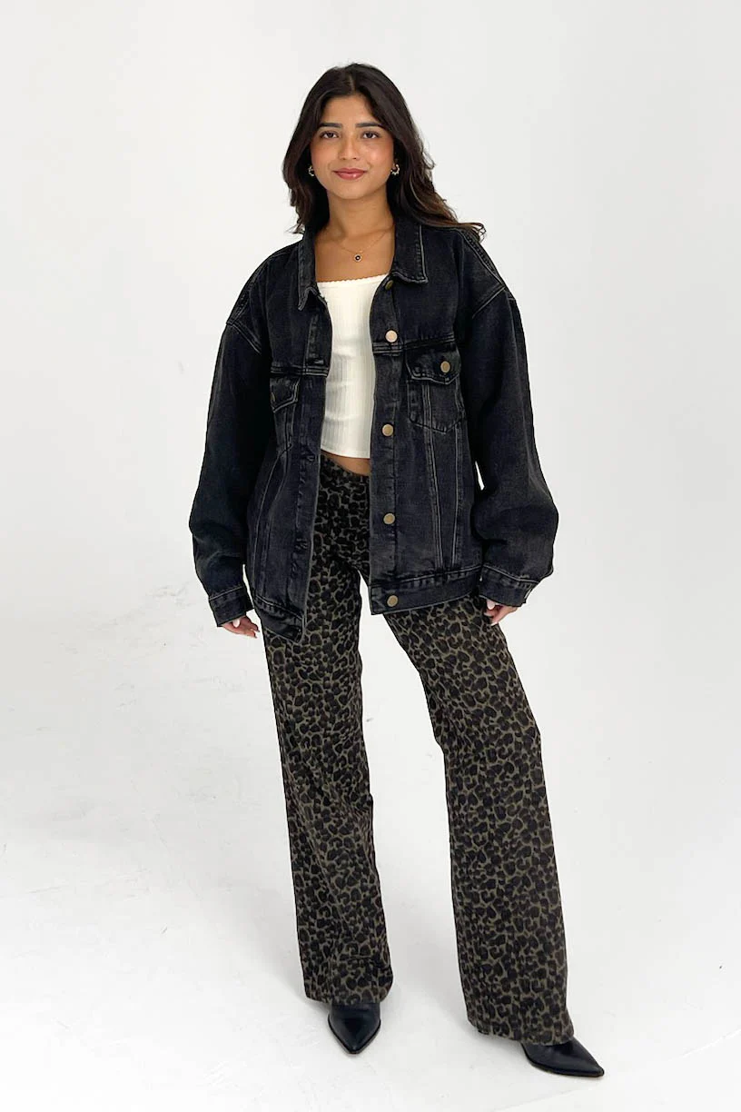 Midtown Oversized Denim Jacket in Charcoal - Image 4