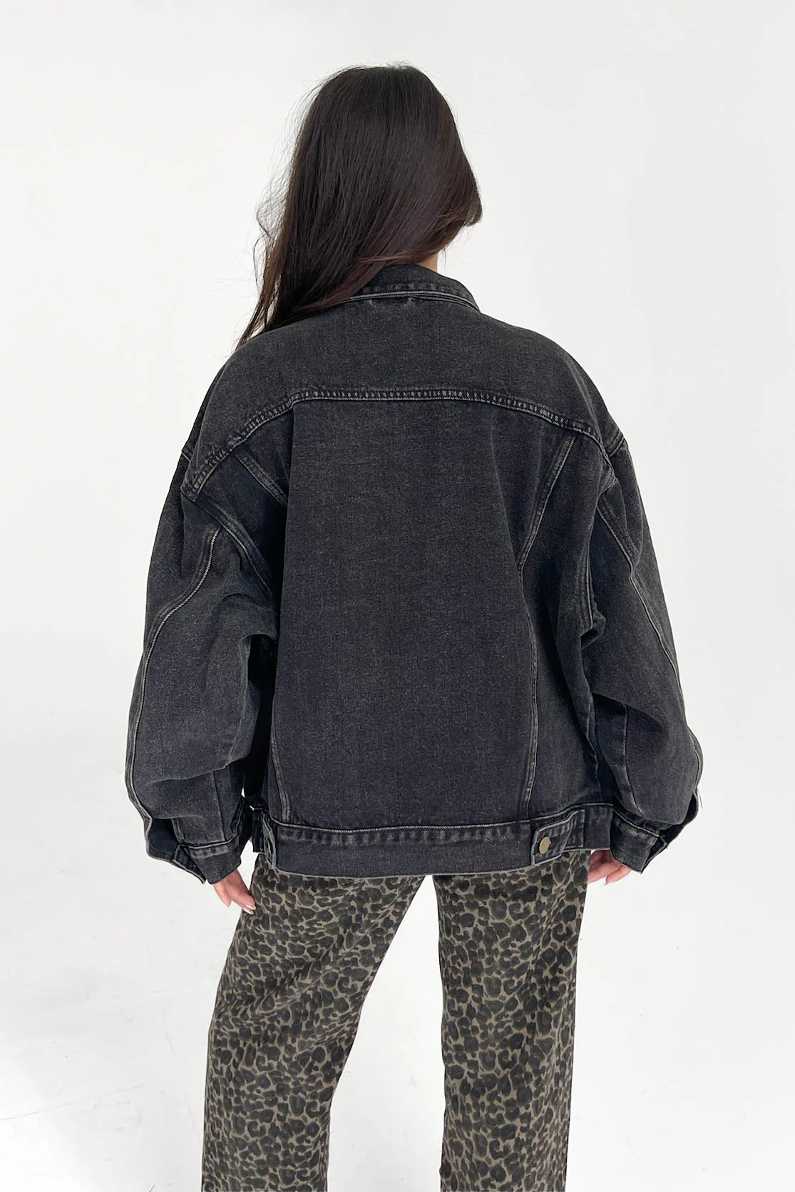 Midtown Oversized Denim Jacket in Charcoal - Image 5