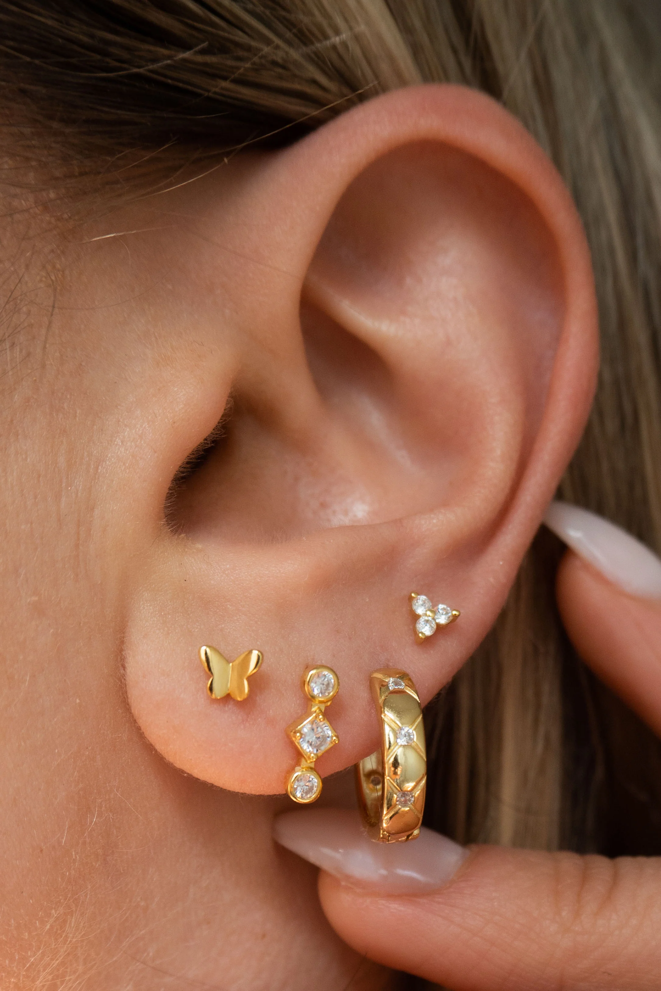 Mini Butterfly Studs in Gold - Image 4