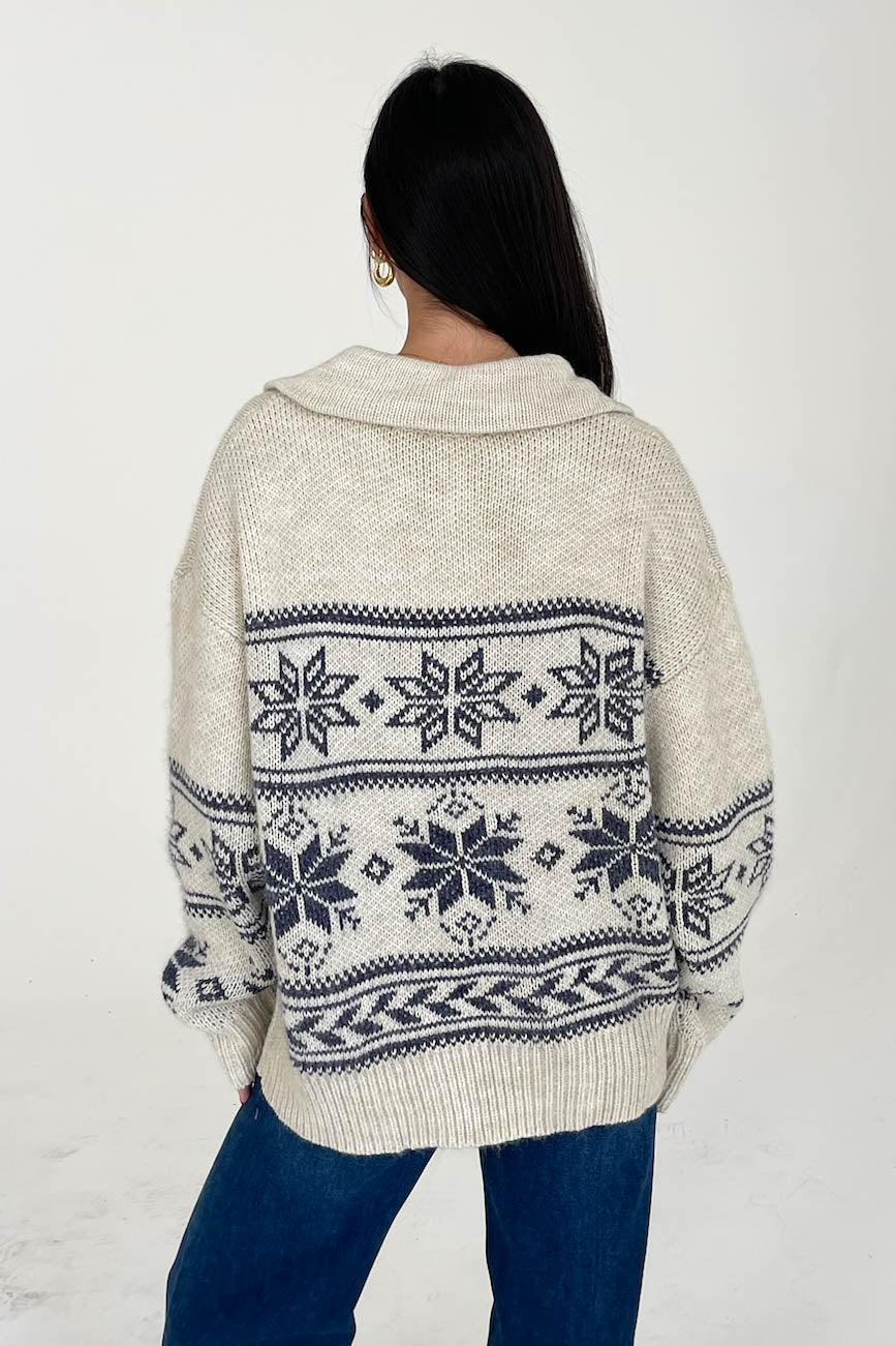 Warm Me Up Sweater in Cream/Navy - Image 5